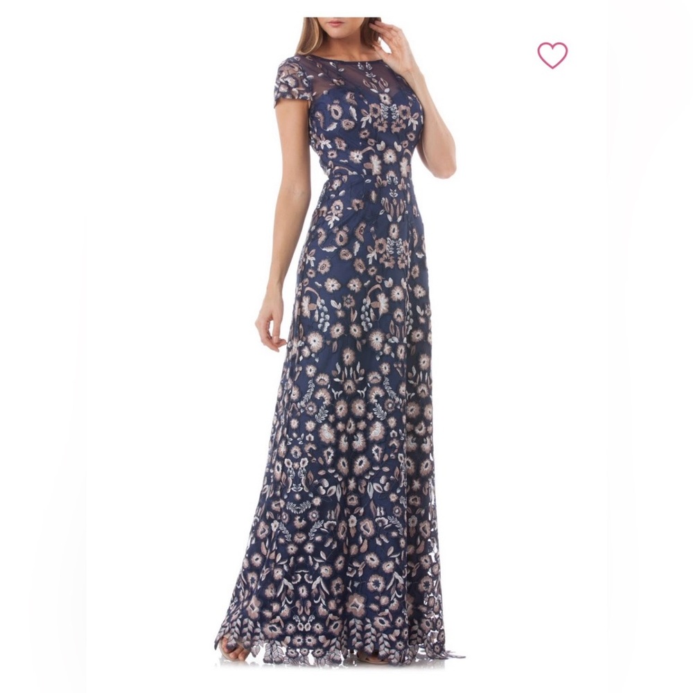 JS Collections Navy and Cream Floral Maxi Dress. Beautiful embroidery.